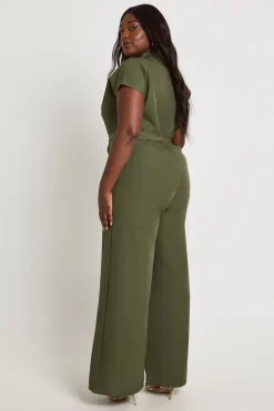 Combinaison Grande Taille Asymétrique Avec Ceinture