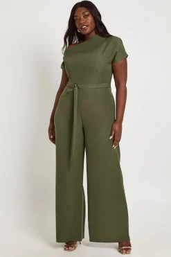 Combinaison Grande Taille Asymétrique Avec Ceinture