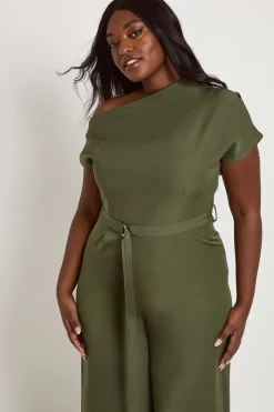 Combinaison Grande Taille Asymétrique Avec Ceinture