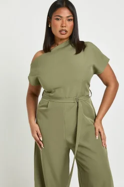 boohoo Combinaison Grande Taille Asymétrique avec Ceinture<Femme Combinaisons Et Combishorts
