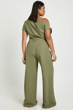 boohoo Combinaison Grande Taille Asymétrique avec Ceinture<Femme Combinaisons Et Combishorts