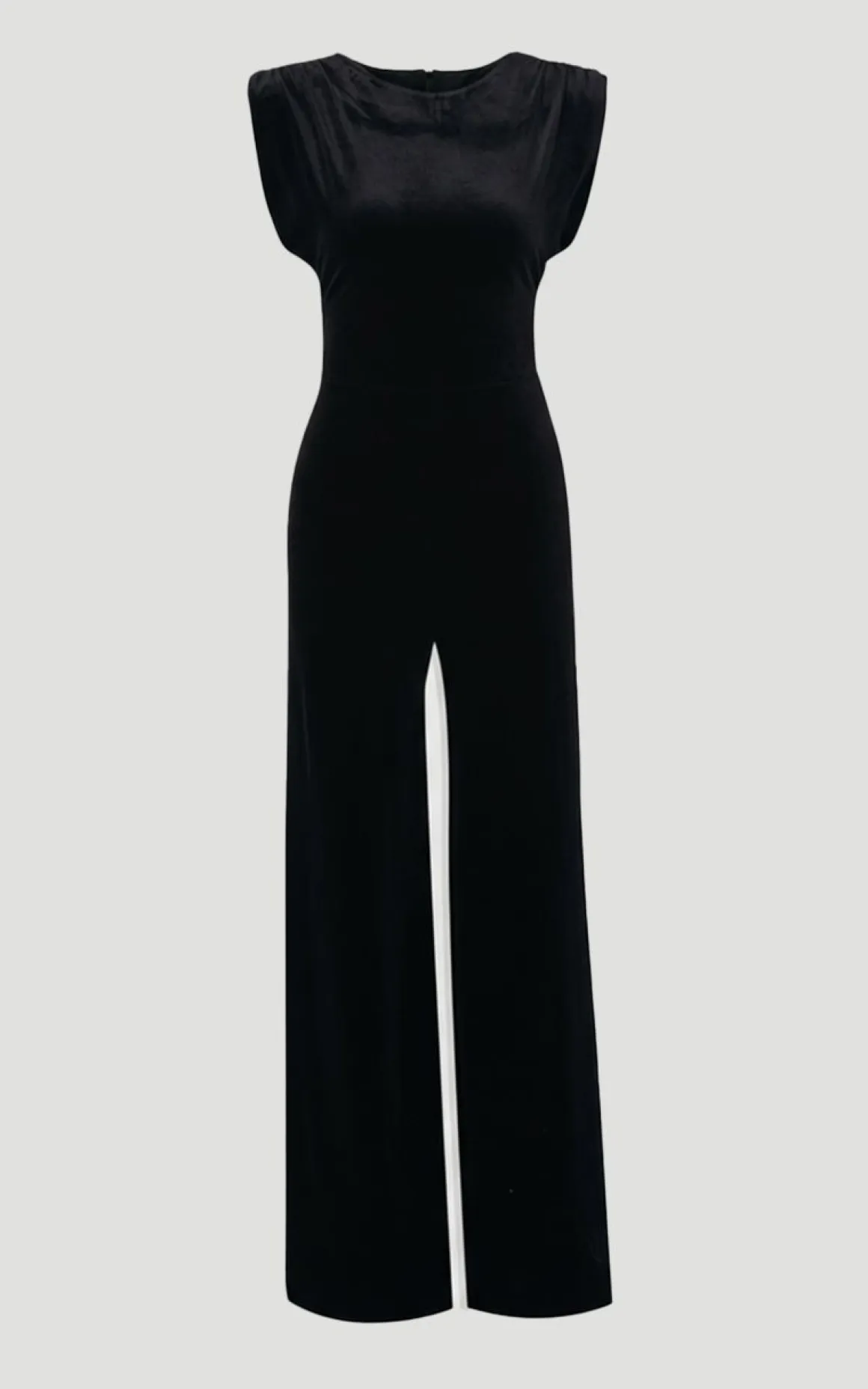Combinaison Grande Taille en Velours Stretch à Épaulettes Marquées