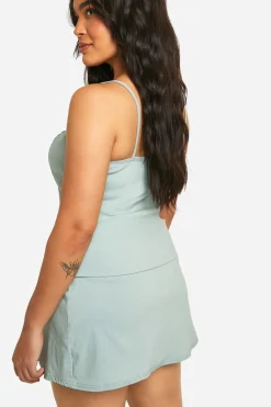 boohoo Combinaison grande taille stretch en tissu tissé avec détail plissé à la taille<Femme Combinaisons Et Combishorts