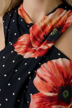 Combinaison Imprimée En Viscose À Encolure Croisée Dos Nu