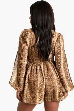 boohoo Combinaison à imprimé synthétique à manches fendues<Femme Combinaisons Et Combishorts