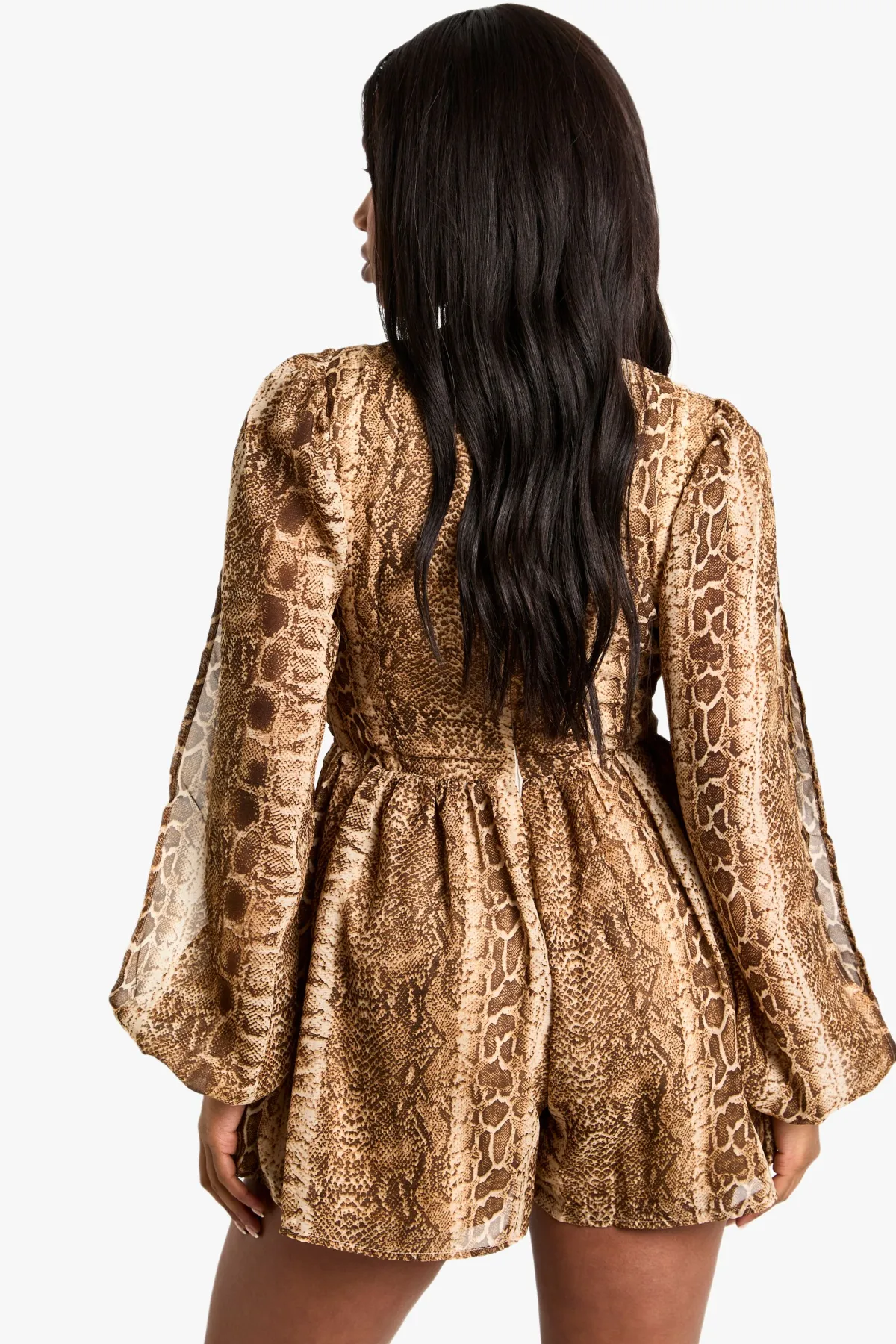 boohoo Combinaison à imprimé synthétique à manches fendues<Femme Combinaisons Et Combishorts