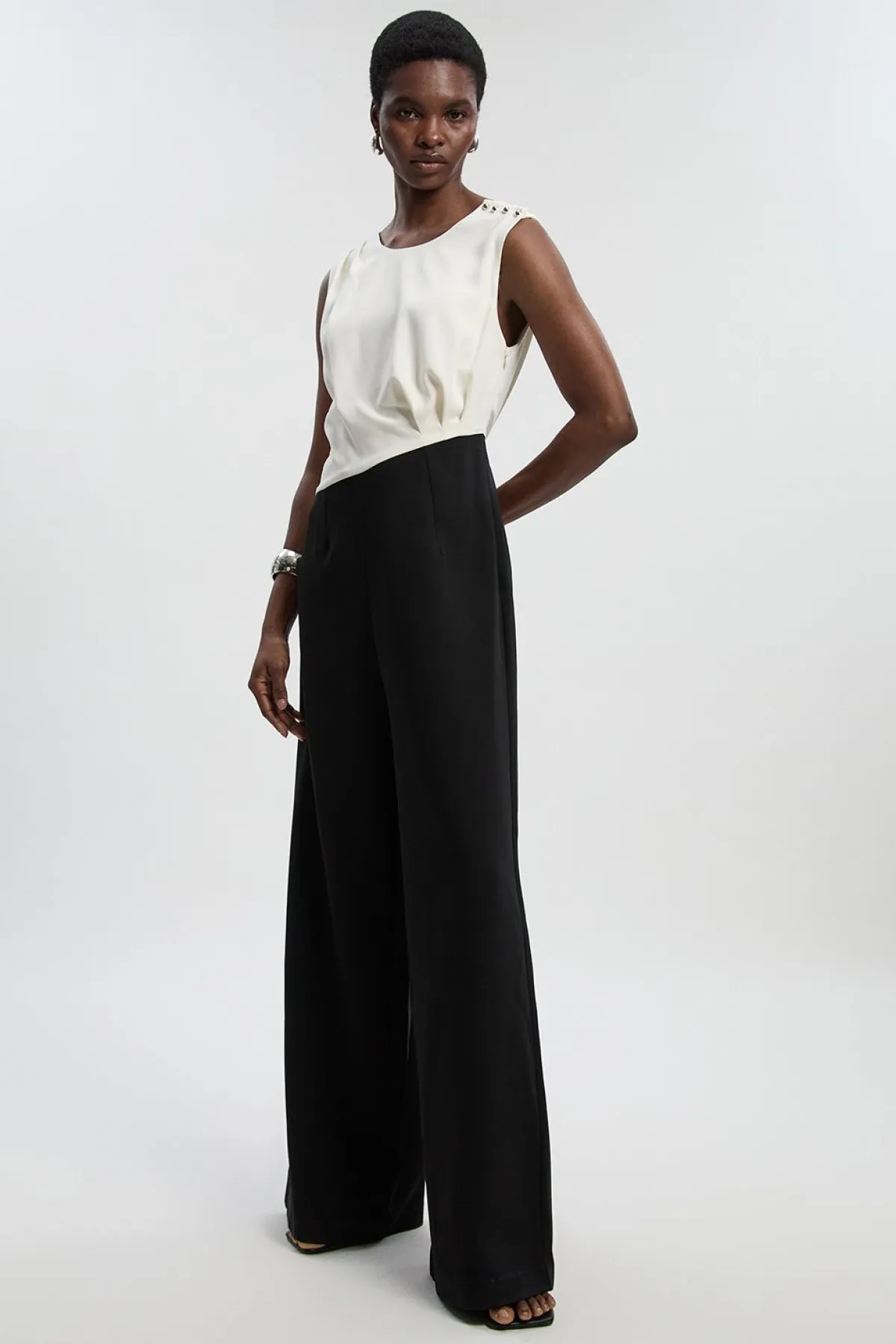 KarenMillen Combinaison Jambes Larges à Col Asymétrique Coupe Souple Ajustée<Femme Tailleurs|Robes Mi-Longues