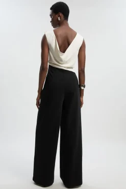 KarenMillen Combinaison Jambes Larges à Col Asymétrique Coupe Souple Ajustée<Femme Tailleurs|Robes Mi-Longues