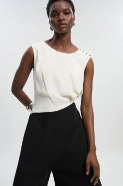 KarenMillen Combinaison Jambes Larges à Col Asymétrique Coupe Souple Ajustée<Femme Tailleurs|Robes Mi-Longues
