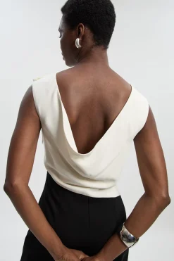 KarenMillen Combinaison Jambes Larges à Col Asymétrique Coupe Souple Ajustée<Femme Tailleurs|Robes Mi-Longues