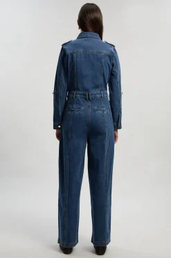 KarenMillen Combinaison Jambes Larges En Denim Style Salopette Petite Taille<Femme Denim|Combinaisons Et Combishorts