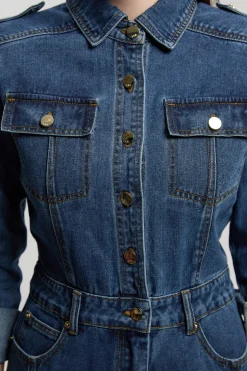 Combinaison Jambes Larges En Denim Style Salopette