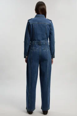 Combinaison Jambes Larges En Denim Style Salopette