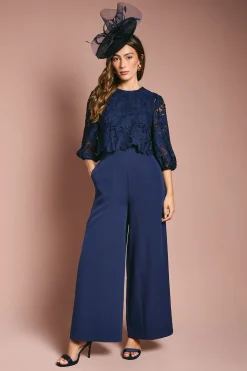 Coast Combinaison Jambes Larges à Superposition de Dentelle<Femme Satin Et Dentelle|Combinaisons Et Combishorts