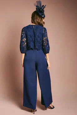 Coast Combinaison Jambes Larges à Superposition de Dentelle<Femme Satin Et Dentelle|Combinaisons Et Combishorts