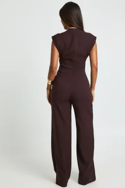 boohoo Combinaison Jambes Larges à Taille Froncée<Femme Looks Chocolat|Combinaisons Et Combishorts