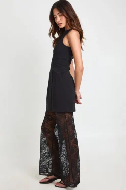 boohoo Combinaison Longue En Bengaline Avec Pantalon Large En Dentelle<Femme Satin Et Dentelle|Combinaisons Et Combishorts