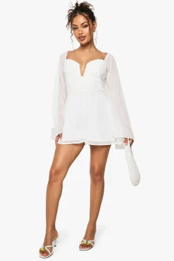 boohoo Combinaison à manches longues en chiffon plissé<Femme Combinaisons Et Combishorts
