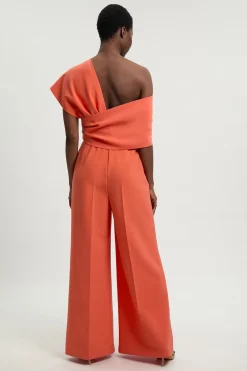 Combinaison-pantalon Ajustée Épaules Dénudées En Viscose Stretch Compacte