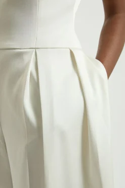 Combinaison Pantalon Asymétrique Drapée En Satin Ajustée Petite