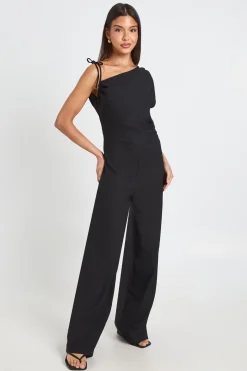 Combinaison-pantalon Asymétrique Froncée À Jambes Larges
