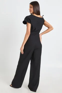 Combinaison-pantalon Asymétrique Froncée À Jambes Larges