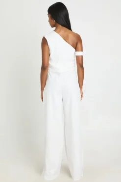 Combinaison-pantalon Asymétrique En Crêpe Jersey À Jambe Large