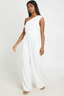 Combinaison-pantalon Asymétrique En Crêpe Jersey À Jambe Large