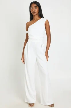Combinaison-pantalon Asymétrique En Crêpe Jersey À Jambe Large