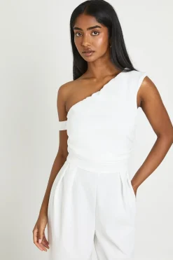 Combinaison-pantalon Asymétrique En Crêpe Jersey À Jambe Large