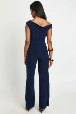 Combinaison-pantalon Asymétrique Froncée À Jambes Larges