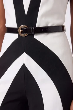 KarenMillen Combinaison-pantalon Bandeau Ajustée En Maille Stretch À Blocs De Couleur<Femme Combinaisons Et Combishorts