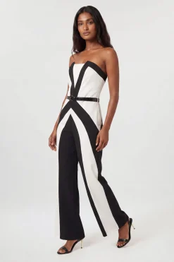 KarenMillen Combinaison-pantalon Bandeau Ajustée En Maille Stretch À Blocs De Couleur<Femme Combinaisons Et Combishorts