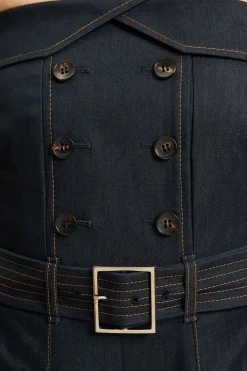 Combinaison-pantalon Bandeau En Denim Façon Trench Ajusté