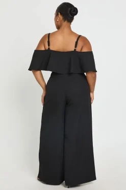 boohoo Combinaison-pantalon Bardot À Volants Grande Taille<Femme Combinaisons Et Combishorts