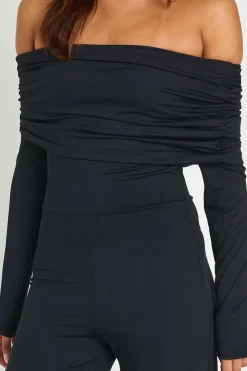 Combinaison-pantalon Bardot À Manches Longues Et Jambes Larges