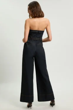 KarenMillen Combinaison-pantalon Bustier En Denim Façon Trench Ajustée Petite<Femme Denim|Combinaisons Et Combishorts