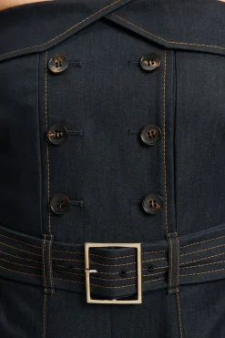 KarenMillen Combinaison-pantalon Bustier En Denim Façon Trench Ajustée Petite<Femme Denim|Combinaisons Et Combishorts