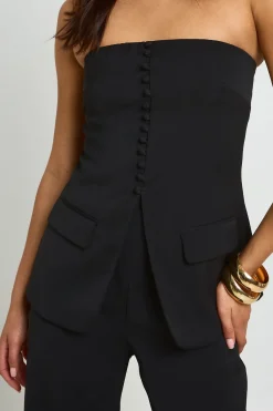 boohoo Combinaison-pantalon Bustier À Jambes Larges Ajustée<Femme Combinaisons Et Combishorts