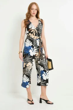 Wallis Combinaison-pantalon Ceinturée En Jersey Tropical À Encolure Cache-cœur<Femme Combinaisons Et Combishorts