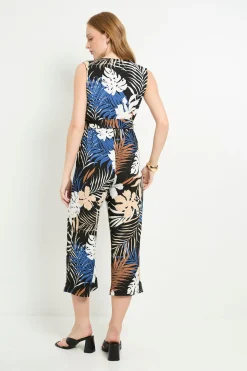 Wallis Combinaison-pantalon Ceinturée En Jersey Tropical À Encolure Cache-cœur<Femme Combinaisons Et Combishorts