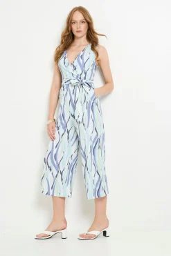 Wallis Combinaison-pantalon Ceinturée En Jersey Rayé À Encolure Cache-cœur<Femme Combinaisons Et Combishorts