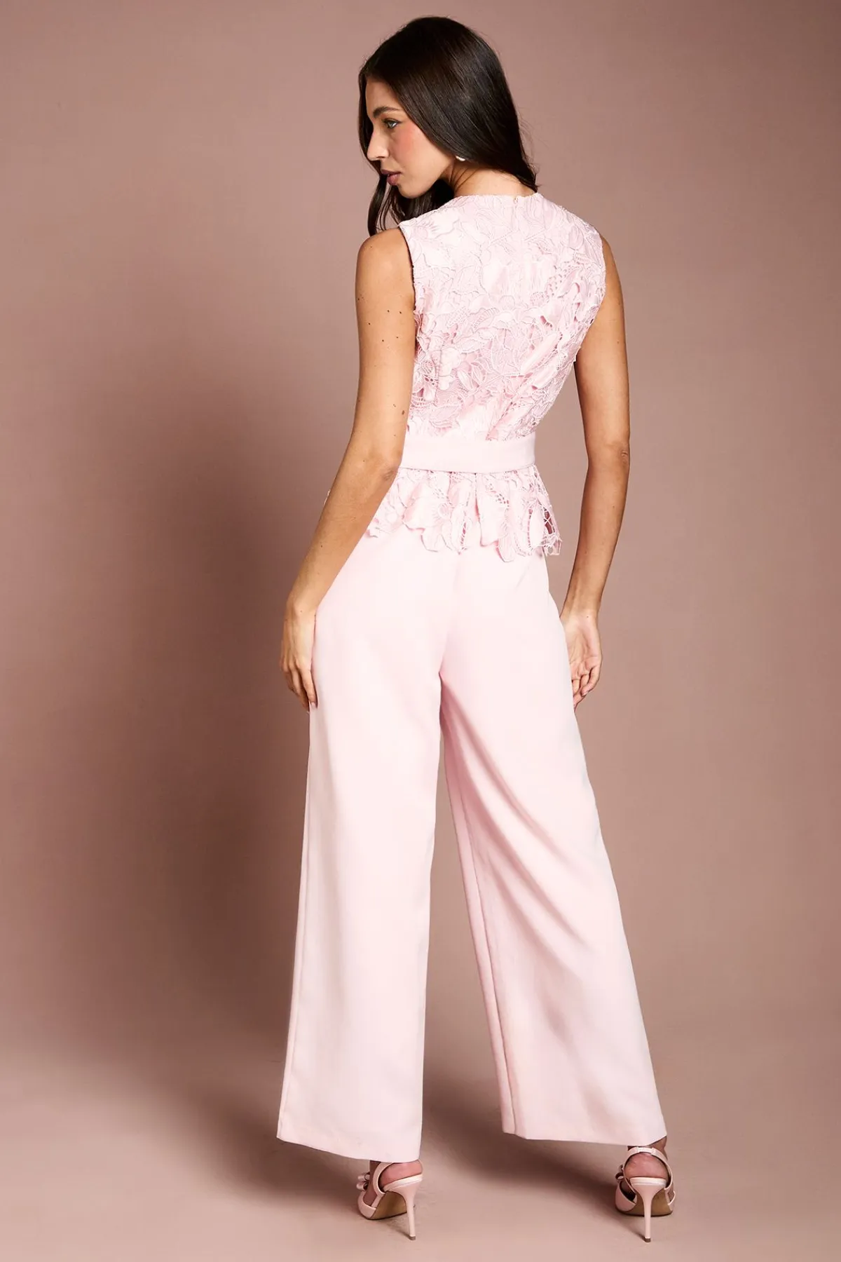 Coast Combinaison Pantalon Ceinturée En Crêpe Avec Corsage En Dentelle<Femme Satin Et Dentelle|Combinaisons Et Combishorts