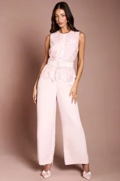 Coast Combinaison Pantalon Ceinturée En Crêpe Avec Corsage En Dentelle<Femme Satin Et Dentelle|Combinaisons Et Combishorts