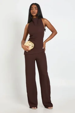 boohoo Combinaison Pantalon Double Épaisseur À Col Bénitier Texturé<Femme Combinaisons Et Combishorts