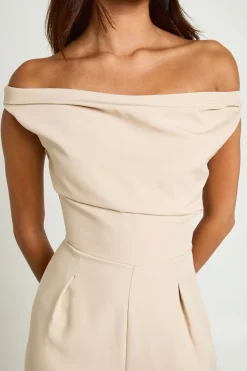 boohoo Combinaison-pantalon Drapée À Encolure Bardot Et Jambes Larges<Femme Combinaisons Et Combishorts