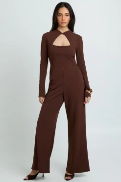 boohoo Combinaison-pantalon En Crêpe Jersey Col Montant Jambes Larges<Femme Combinaisons Et Combishorts
