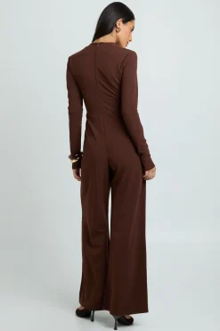 boohoo Combinaison-pantalon En Crêpe Jersey Col Montant Jambes Larges<Femme Combinaisons Et Combishorts