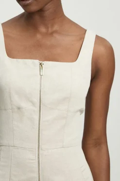 Combinaison-pantalon En Lin Premium Avec Détail Zip