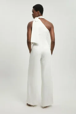 Combinaison-pantalon En Satin À Une Épaule Avec Détail Plissé